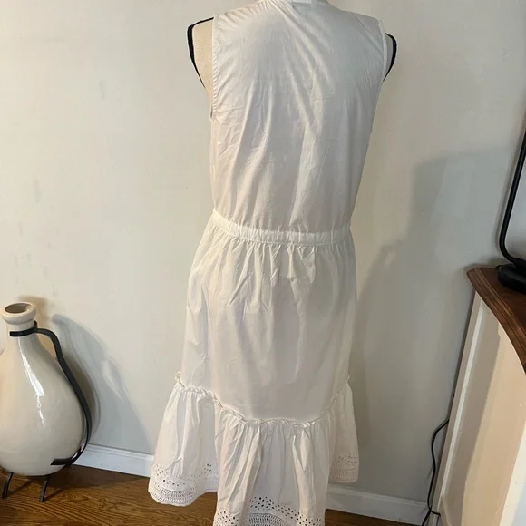 Lucky Brand White Eyelet Tie-Waist Midi Dress - Picture 5 of 15
